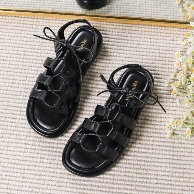 High Quality Casual Beach Slippers Handmade Sexy Leather Flat Sandals for Women