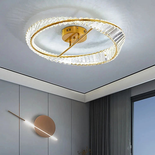 Starry Golden Minimalism Design Interior Decorative Crystal Chadnelier Lamp Ceiling Lamp Living Room Hotel Lobby