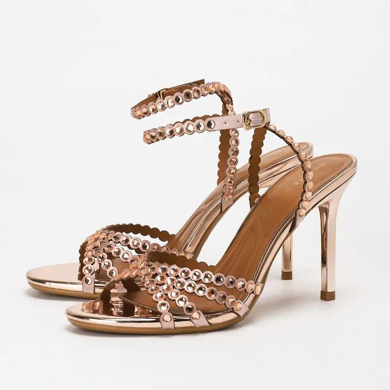 Trendy Comfortable Sole Sandals 2026 New Arrival Shoes Woman Gold Heels for Women