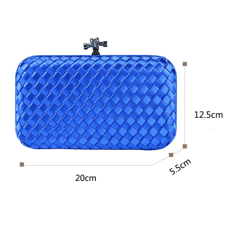 Luxury Satin Woven Ladies Crossbody Bag Handmade Evening Purse Chains for Banquet Wedding Dress Fashionable Clutch for Women