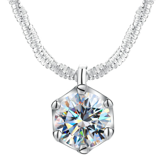 S925 Sterling Silver GRA VVS 0.5 1ct Diamond Moissanite Sex angle Necklace Chain Gift  for Lady Women Fine Jewelry