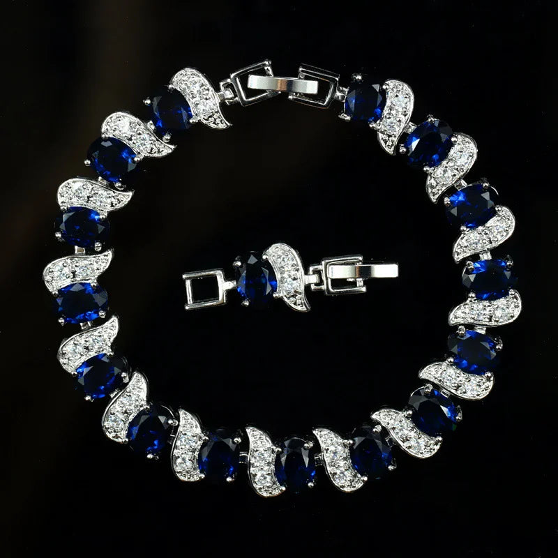 Fashion Trendy Women  Cubic Zirconia Stone Wedding Bridal Anniversary Engagement Tennis Bracelet with Extension Clasp