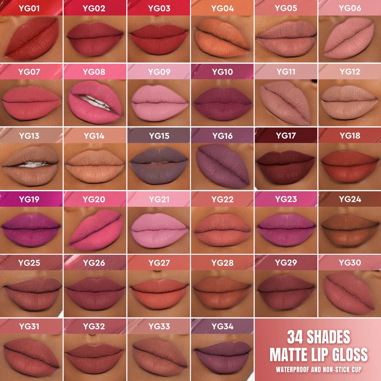 6 Pcs High Shine Lip Gloss Set Vegan Waterproof Long Lasting Matte Liquid Lipstick Lip Makeup Kit