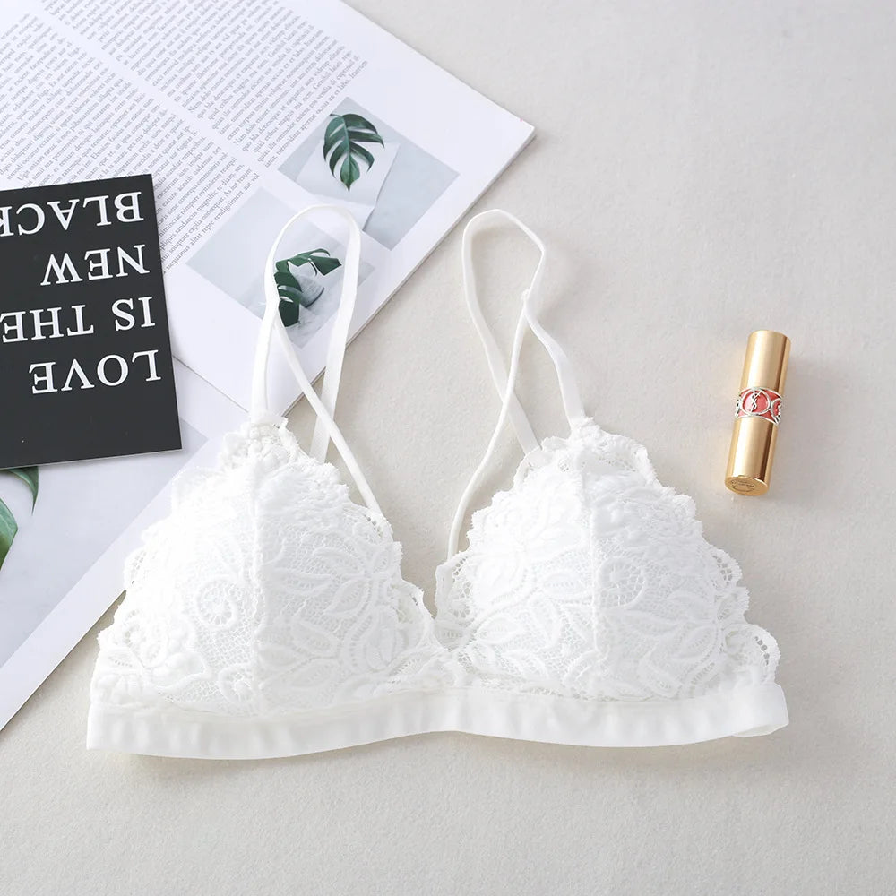 Floral Lace Bra Non-Wire Bralette Push Up Bras For Women V-neck Brassiere Female Padded Underwear Sexy Lingerie Intimates