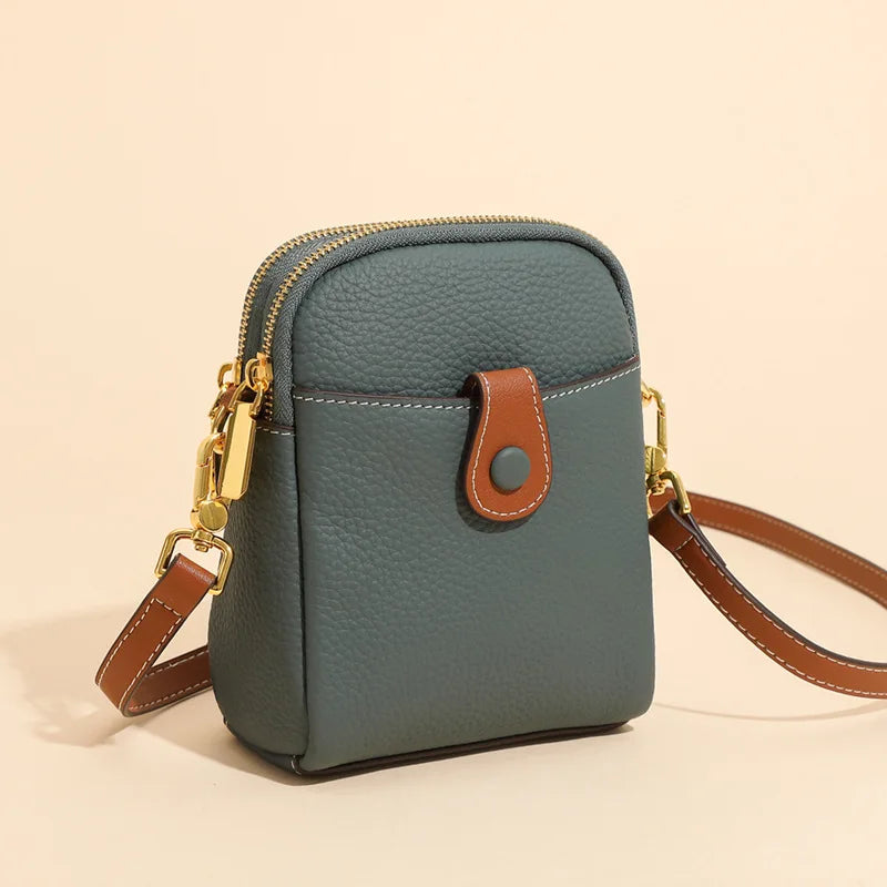 Genuine Leather Shoulder Bag Female Mobile Phone Bag  Ladies Mini Leisure Pack Fashion Real Leather Purse