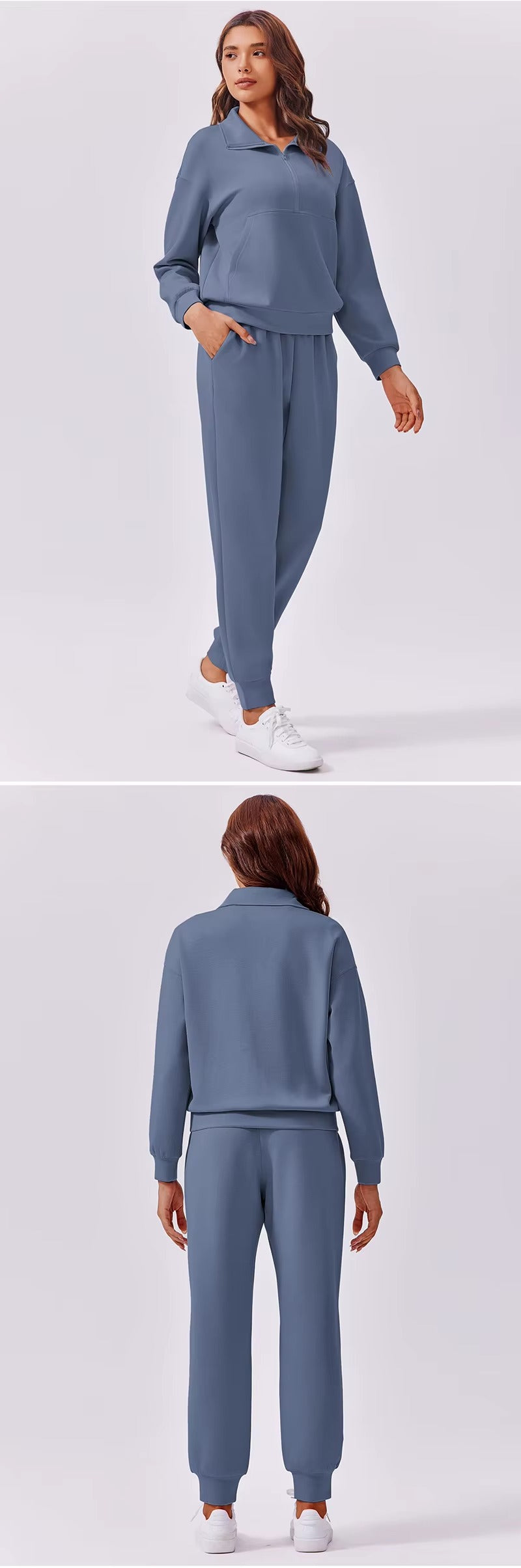 Sets for Women 2025 Fall Travel Outfits Long Sleeve Tracksuit Joggers Sets Half Zip Sweatsuit Matching Set