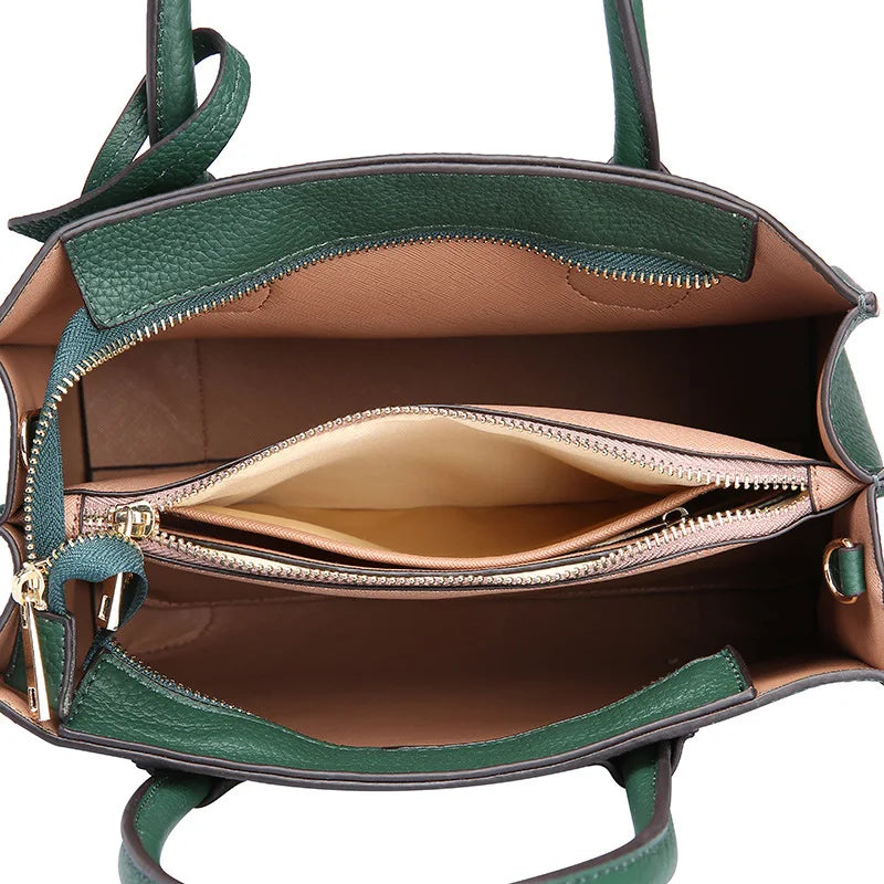 2025 Famous Designer Genuine Cowhide Leather Handbag for Women Casual Tote with Zipper Closure Classic Brand