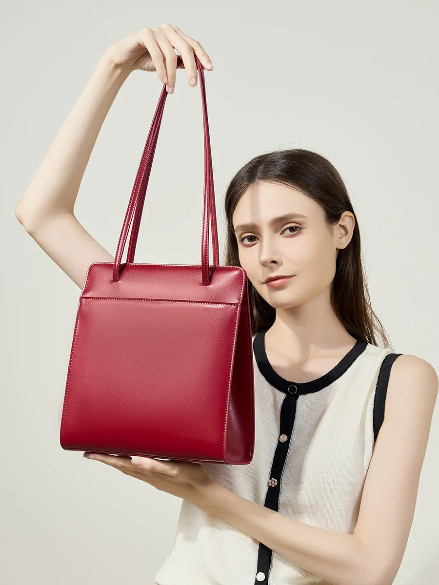 2025 New Arrival  High Quality Genuine Cowhide Leather Ladies Square Handbag Tote Purse Bag Famous Vintage Summer