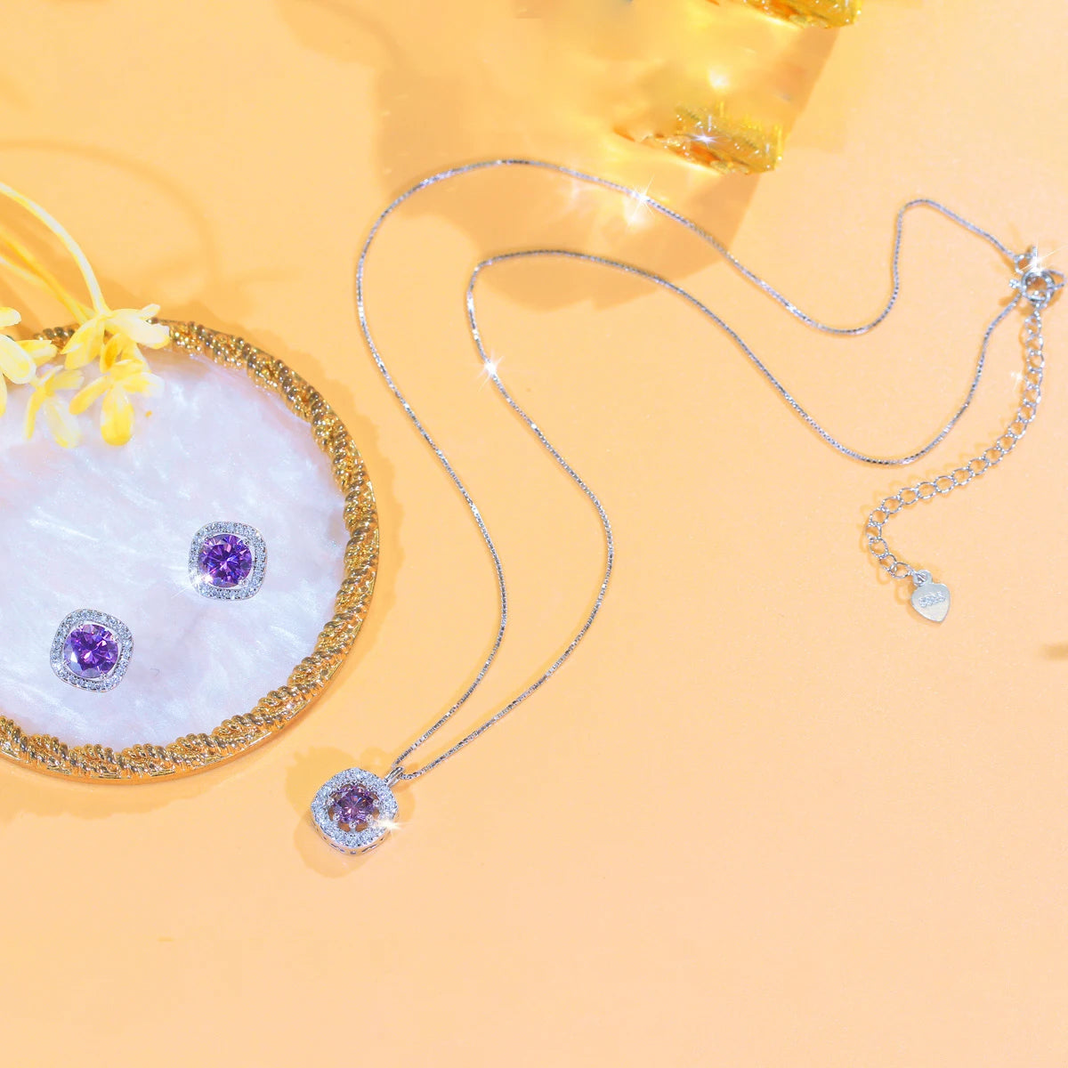 Trendy Purple Jewelry Set Silver 925