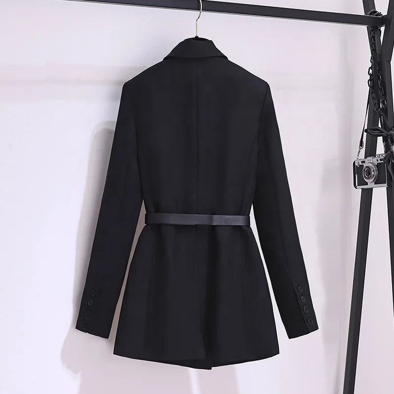 Leisure Suit Jacket for Women's Autumn High-end Mid Length Korean Version Slim Fitting Suit