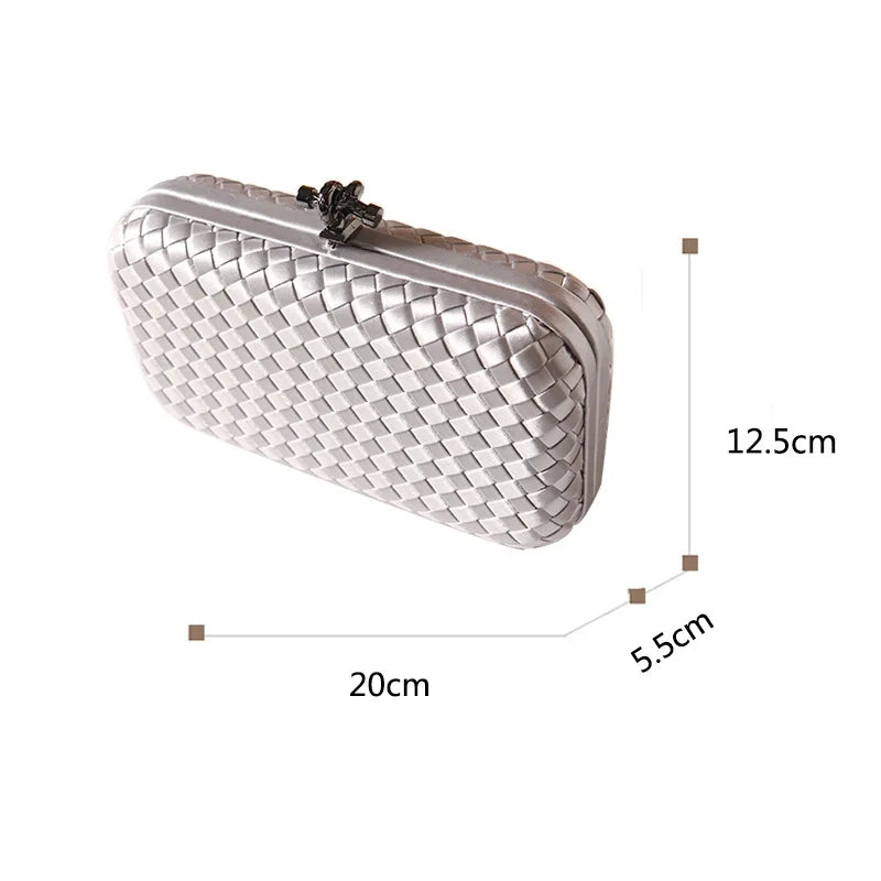Luxury Satin Woven Ladies Crossbody Bag Handmade Evening Purse Chains for Banquet Wedding Dress Fashionable Clutch for Women
