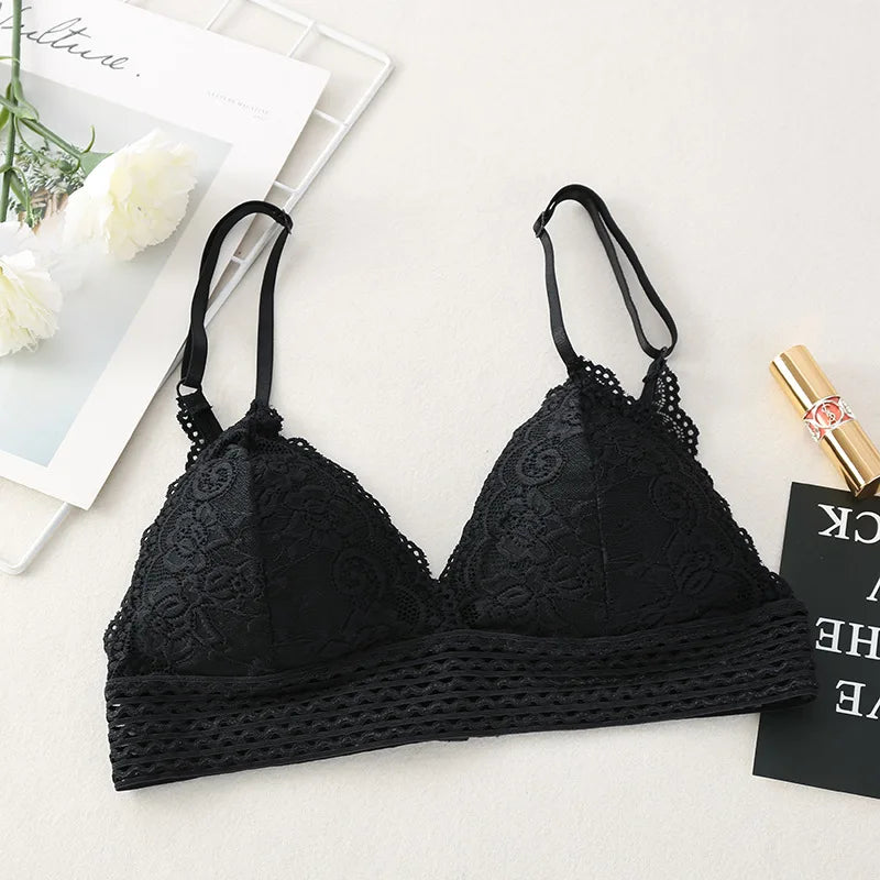 Floral Lace Bra Non-Wire Bralette Push Up Bras For Women V-neck Brassiere Female Padded Underwear Sexy Lingerie Intimates