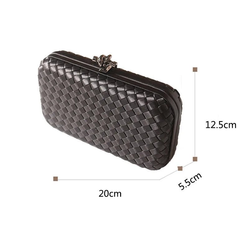 Luxury Satin Woven Ladies Crossbody Bag Handmade Evening Purse Chains for Banquet Wedding Dress Fashionable Clutch for Women