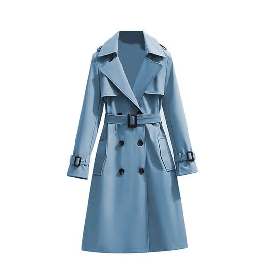 2025 Spring Autumn New Fashion Women's Korean Style Elegant Casual Mid-Length Trench Coat Long Sleeves Button Women's Overcoat