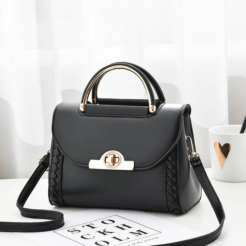 Pu Leather Handbag 2025 Fashion Small Bag High Quality Weaving Handbag Metal Lock Fashion Latest Women's Crossbody Bag