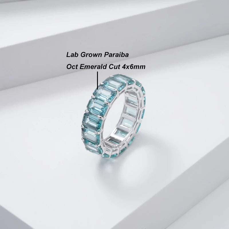 MomentWill 14K Solid Gold Ring Lab Emerald Lab Ruby Gemstone Wedding Band Ring