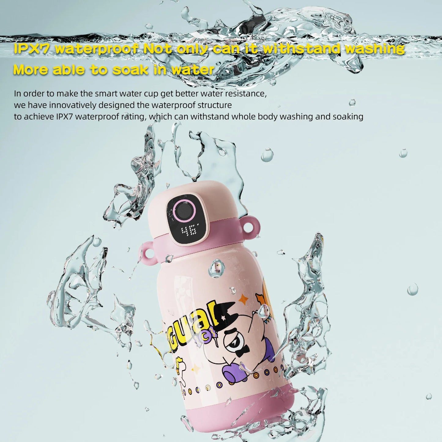 Smart Water Bottle Waterproof Double Wall 316 Stainless Steel Fingerprint Kids Tumbler New Patented