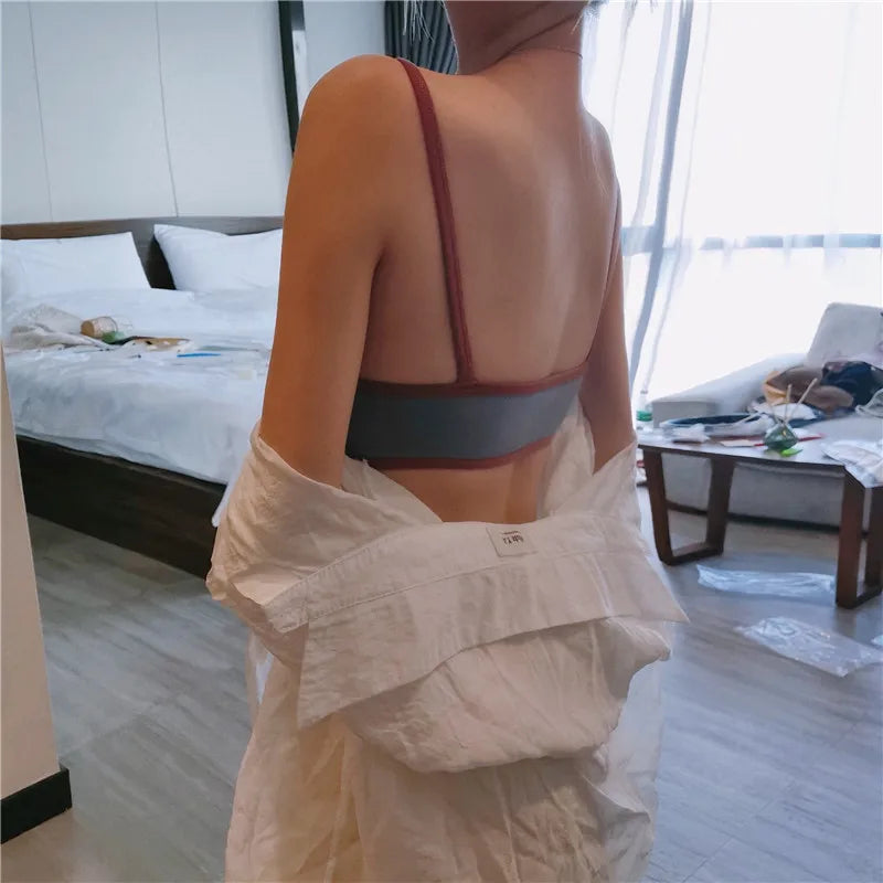 Women Non-wire Bra Cotton Brassiere Sexy Lingerie Female Push Up Bra Comfort Tube Top Underwear Small Cup Removable Pads
