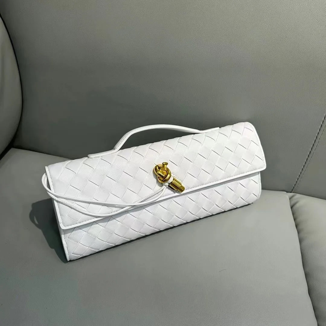 2025 New Elegant Woven Evening Bag Cowhide Advanced Horizontal Handbag Shoulder Messenger Tote Handbag for Women