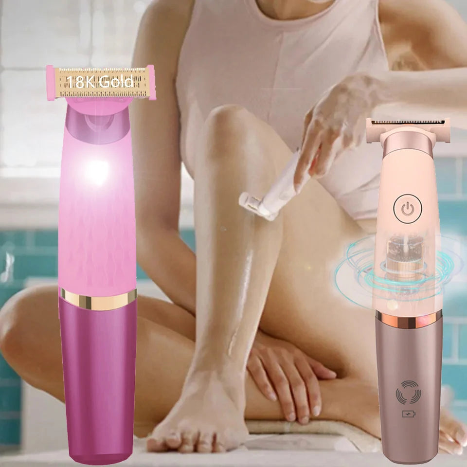 LED Shaving Machine Epilator Automatic Detachable Electric Hair Trimmer Cutters Back Shaver Razer Blade for Ladies Hair Removal