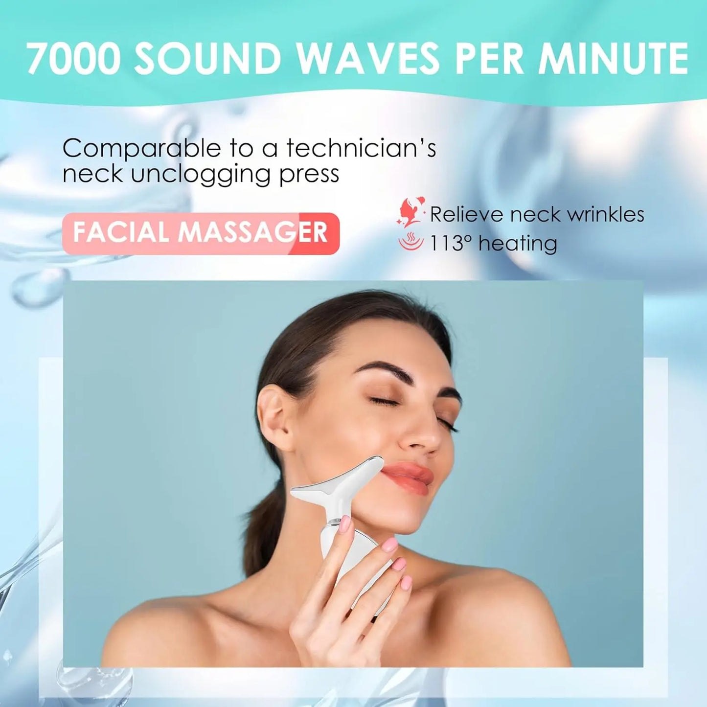 Custom 4 in 1 Face and Neck Massager 3 Color Red Blue Purple Led Electric Face Lifting Facial