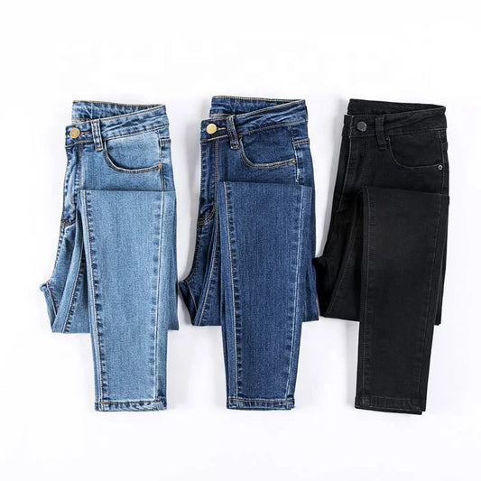 Women'S Pants High Waisted Elastic Tight Small Feet Pencil Jeans