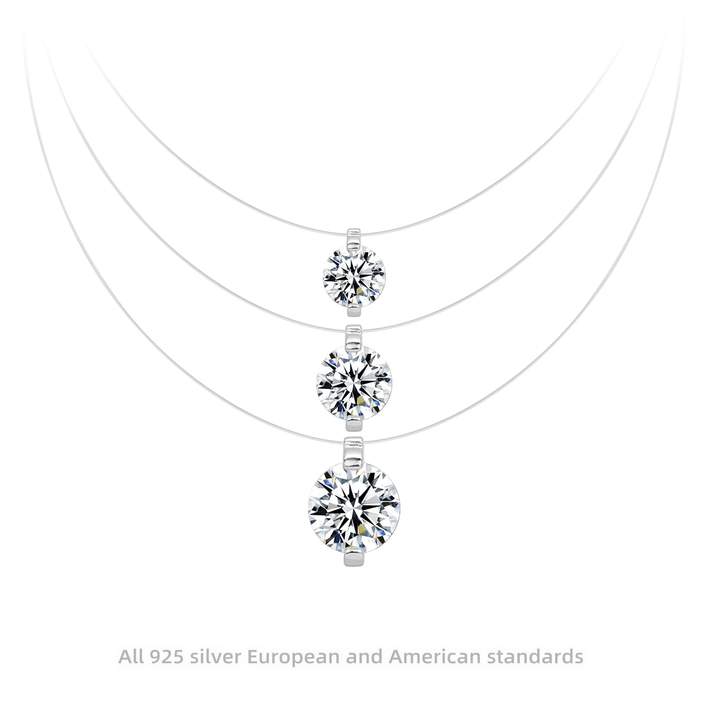 Hot Sale S925 Sterling Silver Mermaid Tears Moissanite Pendant Invisible Fish Line Necklace Charms