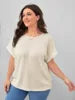 Fashion Women's 2025 Summer New Large Solid Color Short sleeved T-shirt