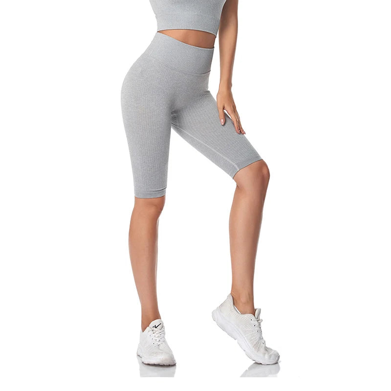 Seamless Fitness Women Yoga Shorts High Waist Workout Shorts Hip Push Up Yoga Running Shorts Sport Gym Leggings