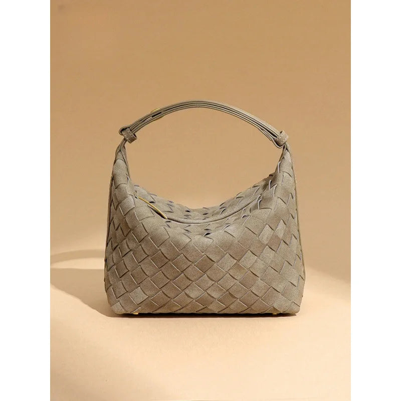 2026 New Model Matte Handmade PU Woven Portable Lunch Box Bag Fashionably Compact Mini Shoulder/Crossbody Bag Two Straps Candy