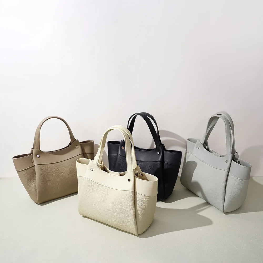 New 2026 Fashion Women's Genuine Cowhide Leather Candy Basket Handbag Portable Single Strap Polyester Summer/Winter Shoulder Bag