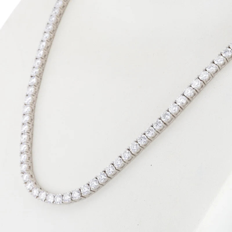 MomentWill Round Brilliant Cut Moissanite Gemstone Silver Jewelry Tennis Necklaces