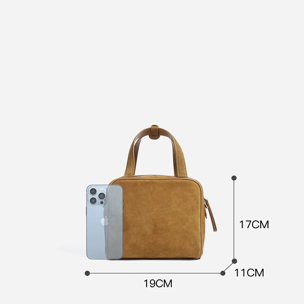 Advanced Suede Brown Bag Real Frosted Cowhide Genuine Leather Tote Shoulder Bag for Women Autumn Winter New Collection
