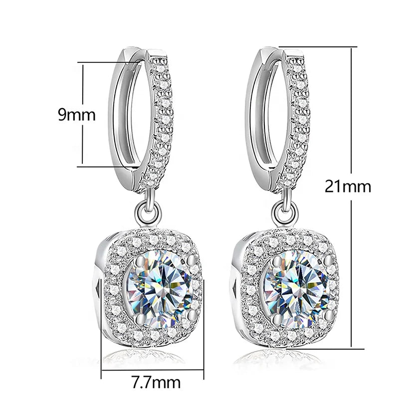 925 Sterling Silver GRA  0.5 CT Lab Diamond Gemstone Moissanite Earring Hoop Dangle Tennis halo Women Engagement Fine Jewelry