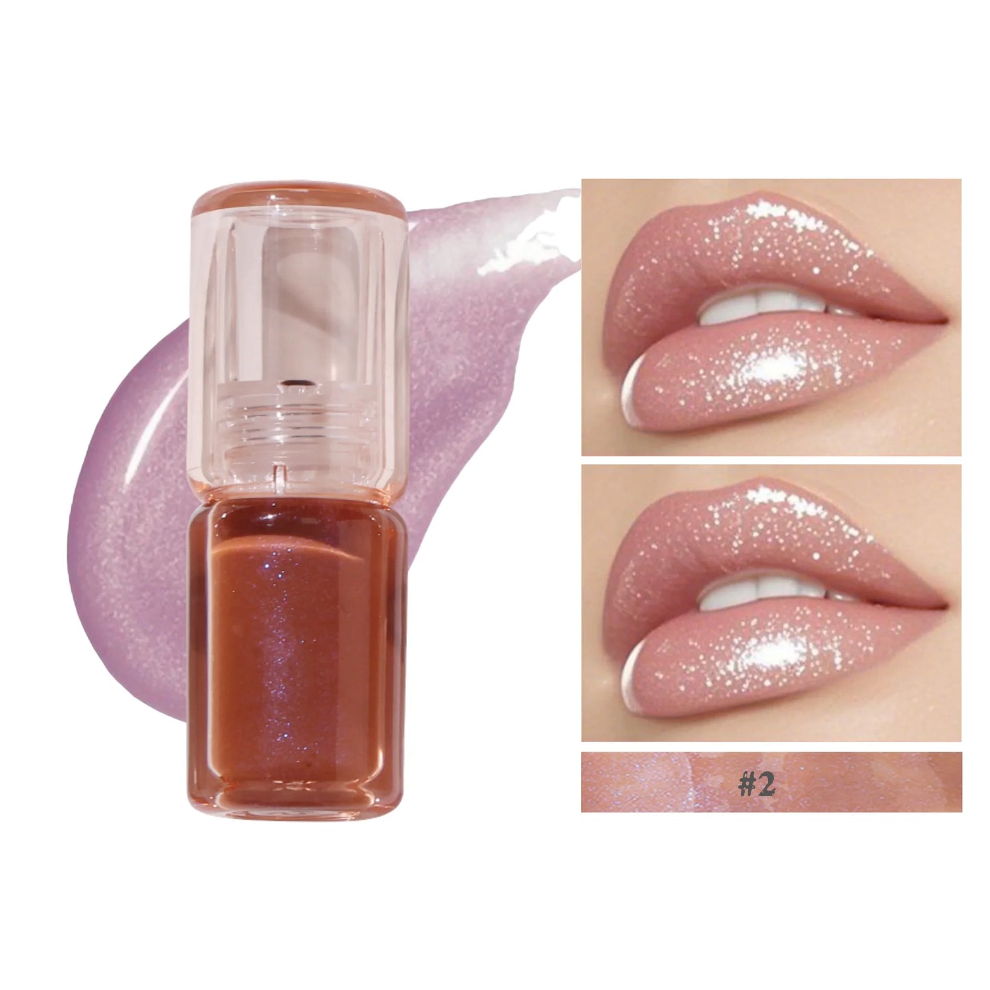 Vegan High-Shine Diamond Lip Gloss Sparkling Glitter & Non-Sticky Formula Plumping Lip Gloss