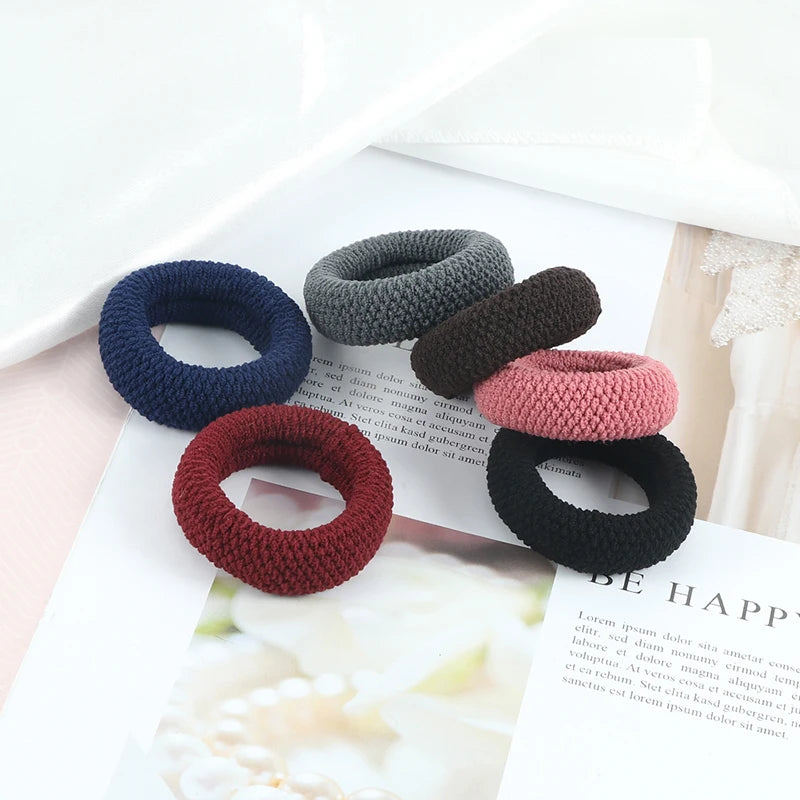 6Pcs Basic Simple Hair Bands Solid Color Seamless Wide Rubber Band for Women Girl High Elastic Scrunchie Hair Accessories Holder