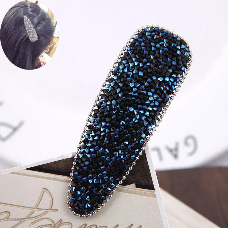 Korean Full Crystal Hair Barrettes Women Hair Pins Jewelry Waterdrop Rectangle Geometric Hair Clip Hair Accessories Girls Gift