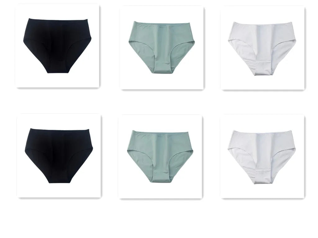 6Pcs/Set Cotton Panties Women High Waist Briefs Breathable Seamless Underwear Solid Color Soft Panty M-2XL Underpants Intimates