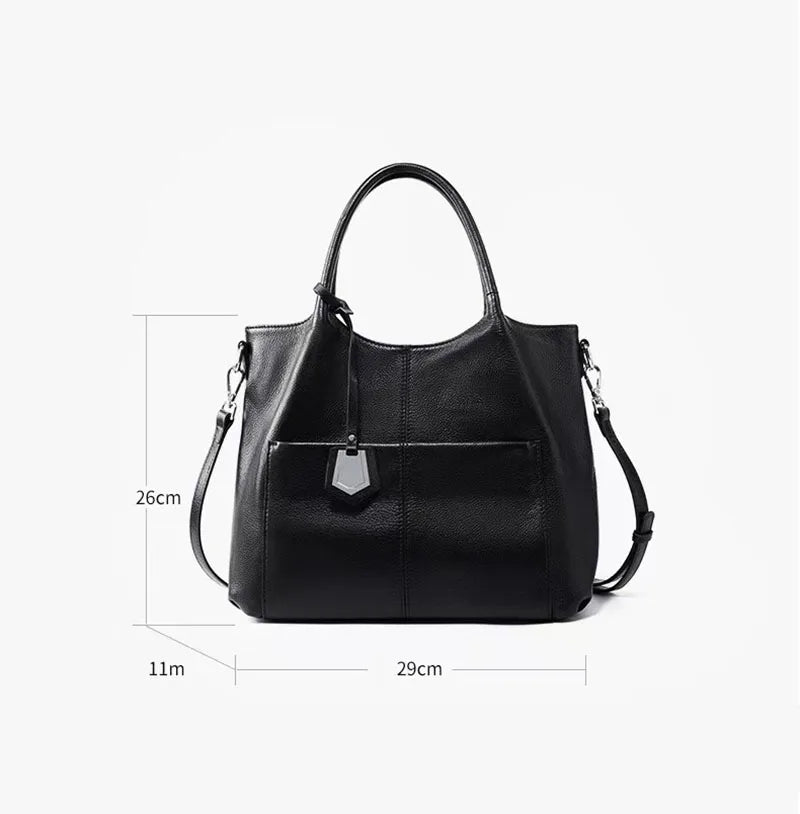 Genuine Leather Women's Tote 2025 New, Large Capacity Single Shoulder Handbag Middle-aged Mom Crossbody Bags