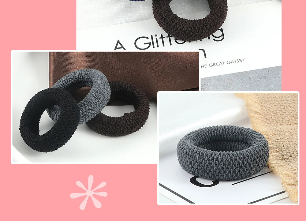 6Pcs Basic Simple Hair Bands Solid Color Seamless Wide Rubber Band for Women Girl High Elastic Scrunchie Hair Accessories Holder