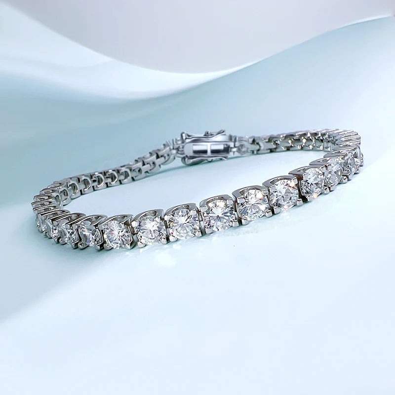 925 Sterling Silver GRA VVS Real Diamond 3mm 0.1ct Moissanite Tennis Bracelet Chain Men Women Engagement Fine Jewelry