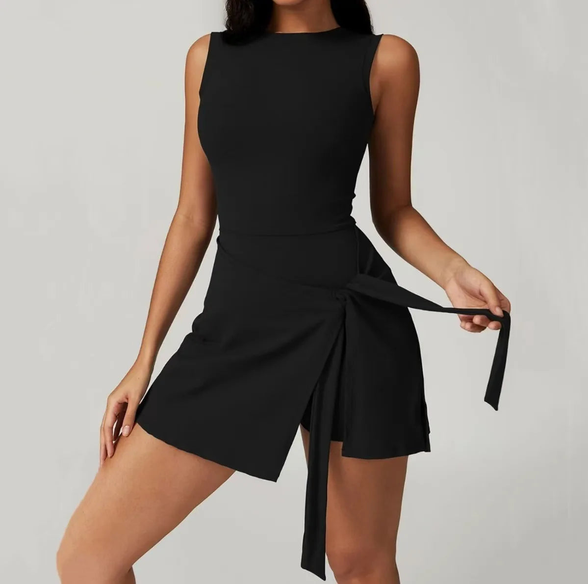 2025 Tennis Dress Golf Outfits for Women Sleeveless Side Slit Active Dress Workout Romper Dresses