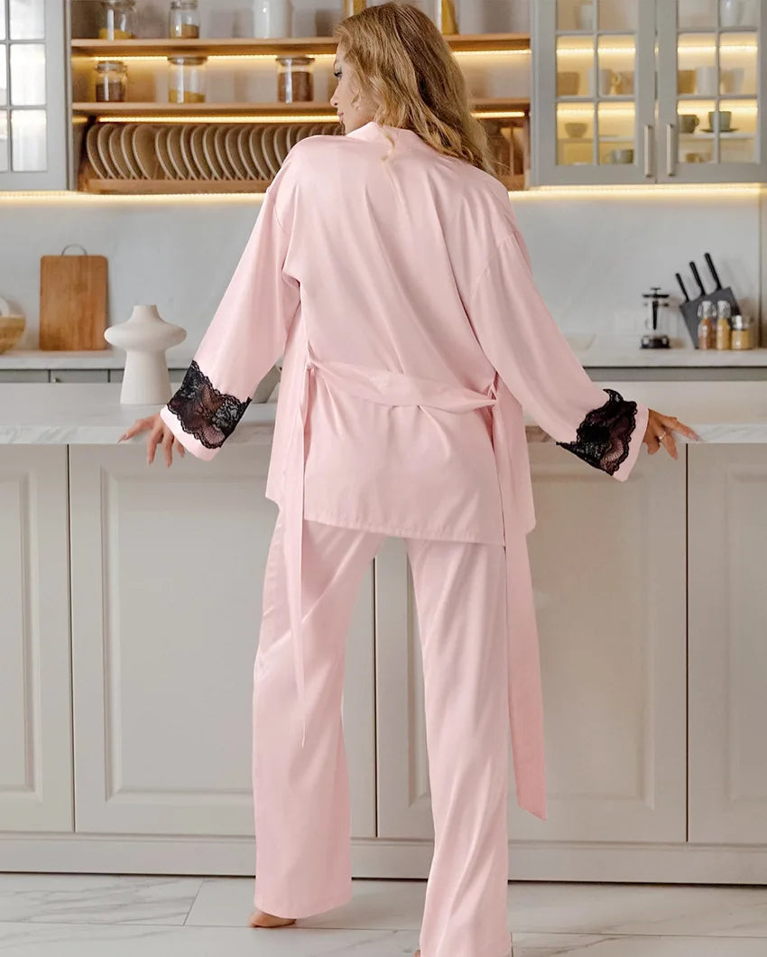 2026 Sexy Pajama Set Women Satin Sleepwear Sex Hot Ice Silk Nightgown