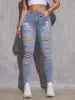 2025 Women's Denim Pants High Quality Ripped Plus Size Jeans Women Stretchy High Waist Jean Woman Pants