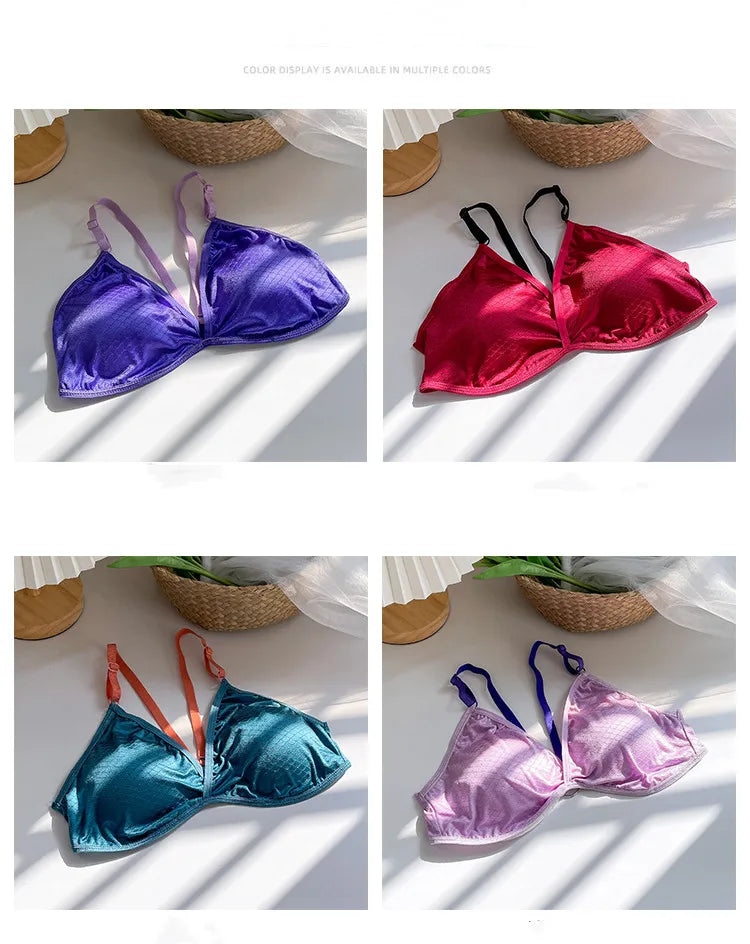 Women Push Up Bra Sexy Lingerie Bralette Wire free Bra Sexy Deep V neck Wireless Underwear Thin Seamless Bra Crossback Bra