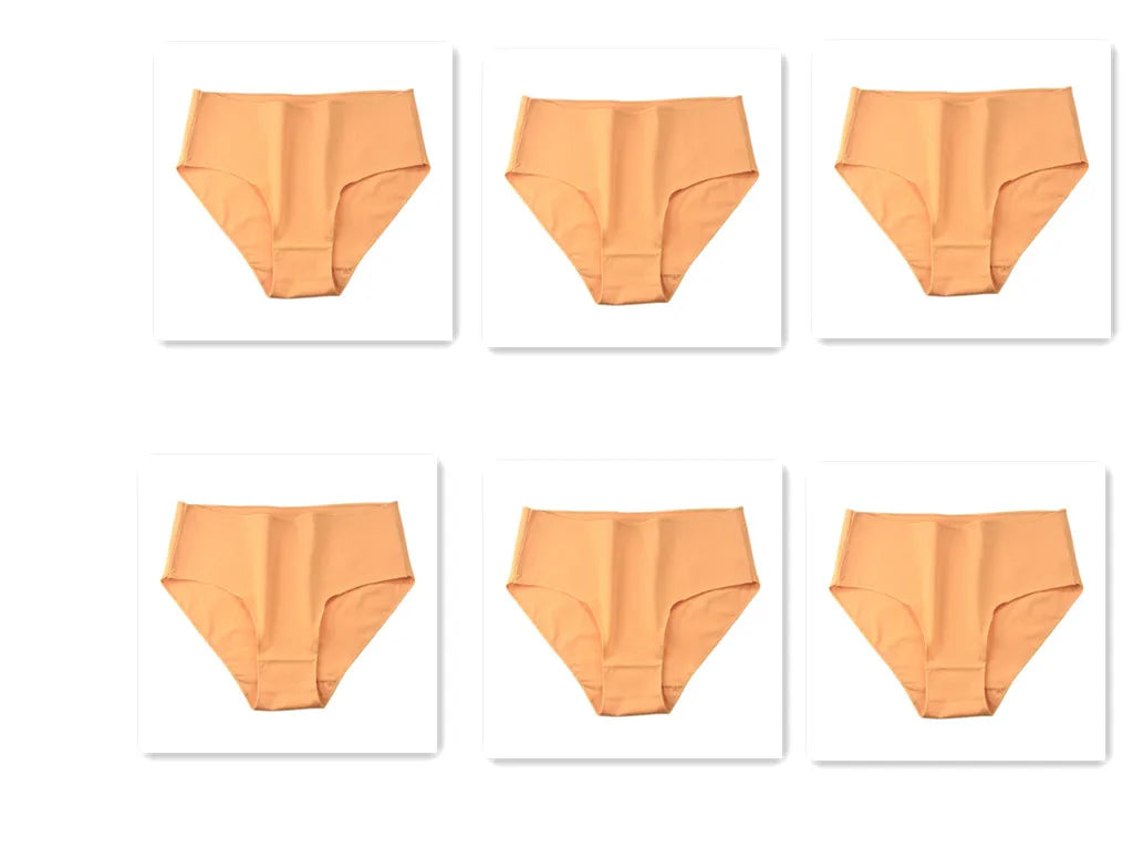 6Pcs/Set Cotton Panties Women High Waist Briefs Breathable Seamless Underwear Solid Color Soft Panty M-2XL Underpants Intimates