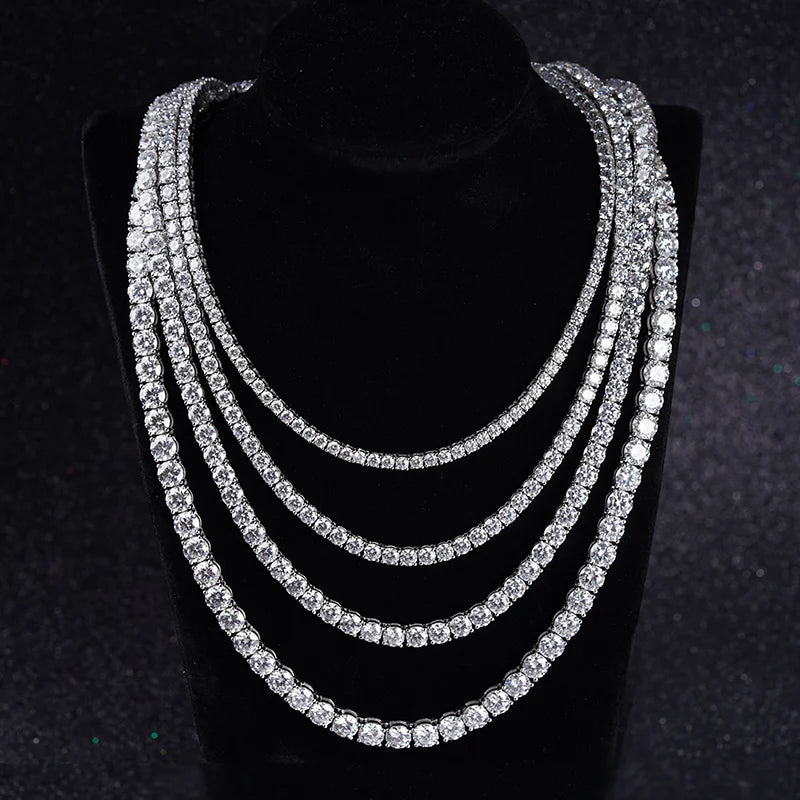 MomentWill Round Brilliant Cut Moissanite Gemstone Silver Jewelry Tennis Necklaces