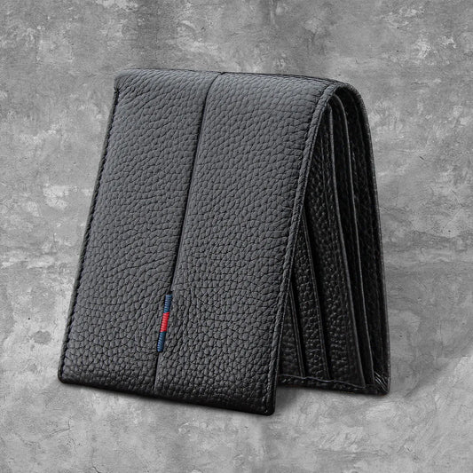 High-End Men's Leather Wallet with Multiple Card Slots Large Capacity Zipper Pocket Elegant Credit Card Holder Gift