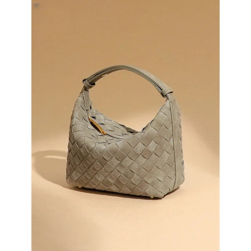 2026 New Model Matte Handmade PU Woven Portable Lunch Box Bag Fashionably Compact Mini Shoulder/Crossbody Bag Two Straps Candy