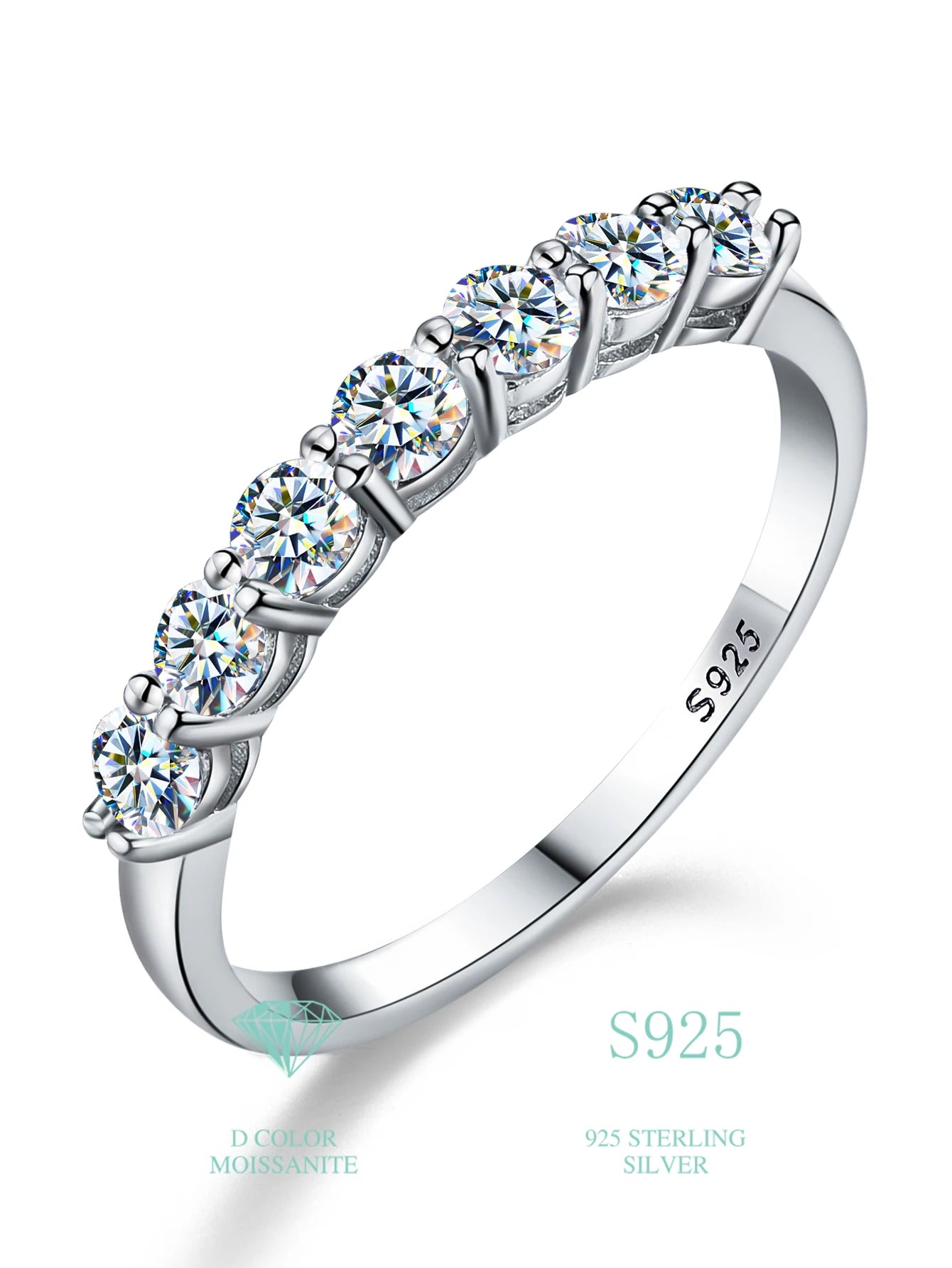 Cluster GRA Certified Moissanite Diamond Ring 925 Sterling Sliver Iced Out Hip Hop Tennis Eternity Band Cuban Link Fine Jewelry